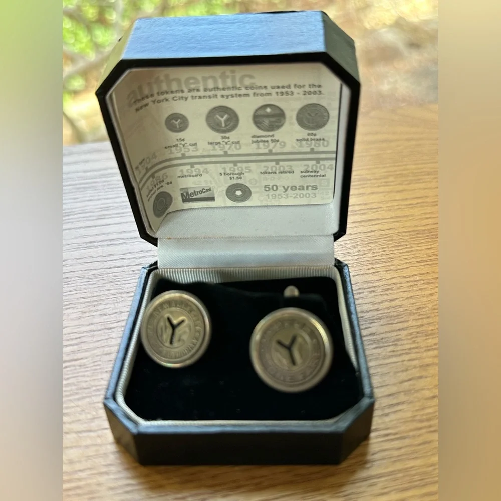 Antique Token Cufflinks from the New York Transit Museum in Original Box and COA